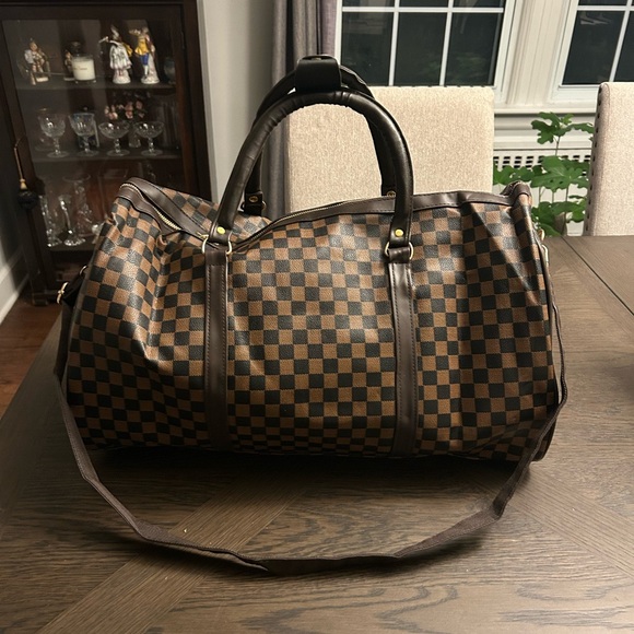 Other - Checkered Brown Duffel Bag Approx 22x14 NWOT